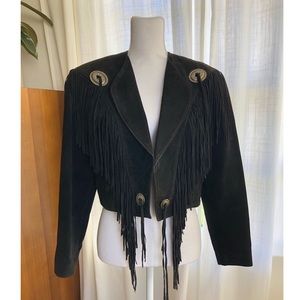 Vintage 80’s 90’s suede fringe jacket